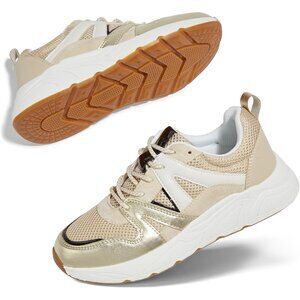 Women‘s Gold Casual Sneakers Platform Classic Leopard Walking Tennis Shoes